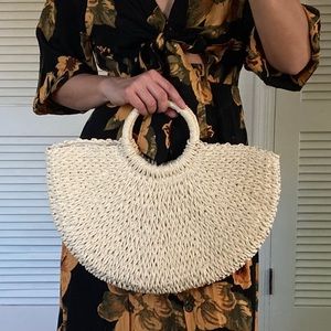 Straw Half-Moon Bag